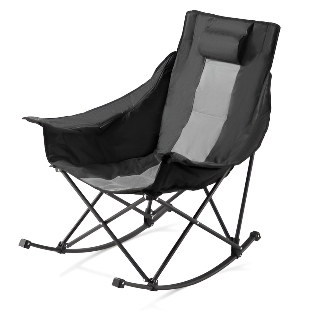 Heated Camping Chair, 3 Heat Settings, Large Padded Folding Rocker with Cupholder & Pocket
